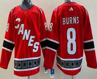 Mens Carolina Hurricanes #8 Brent Burns Red 2022 Reverse Retro Authentic Jersey